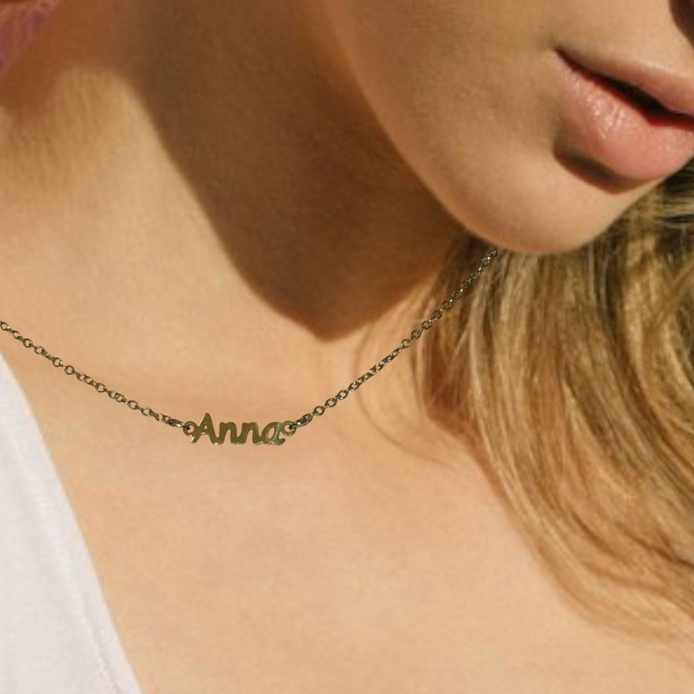 ANNA Necklace Personalized Lumiela Name Necklace Gold Tone 15” - 20”